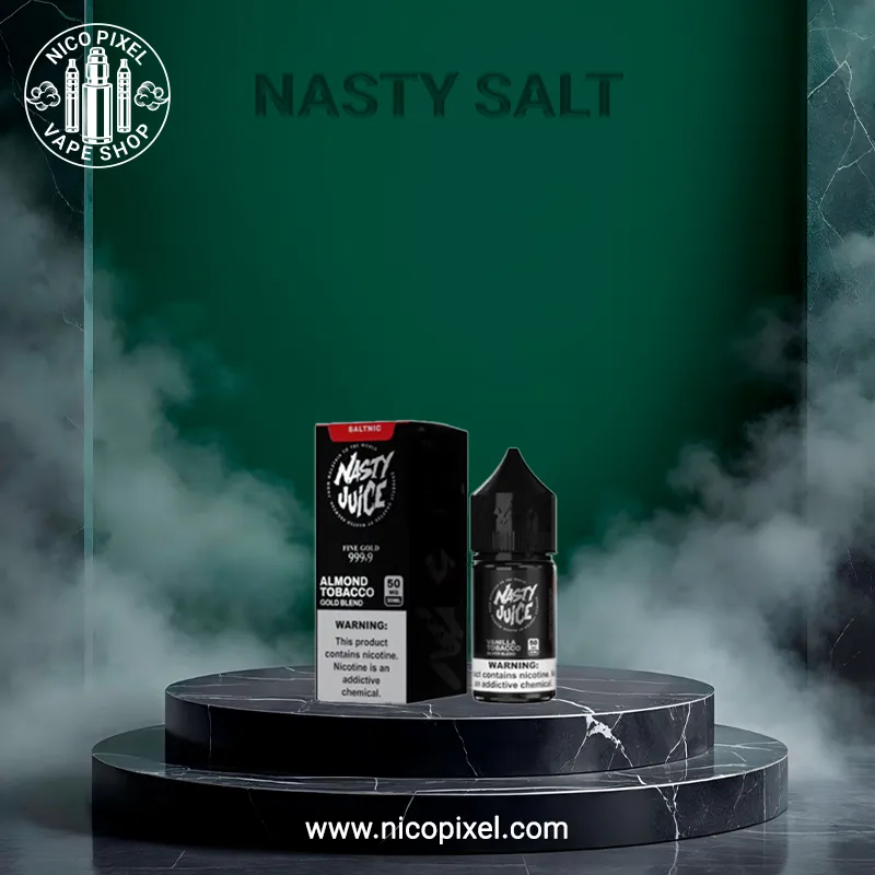 سالت نیکوتین تنباکو بادام پایه کوتاه برند نستی - NASTY ALMOND TOBACCO GOLD BLEND SALT NIC سالت نیکوتین تنباکو بادام پایه کوتاه برند نستی - NASTY ALMOND TOBACCO GOLD BLEND SALT NIC